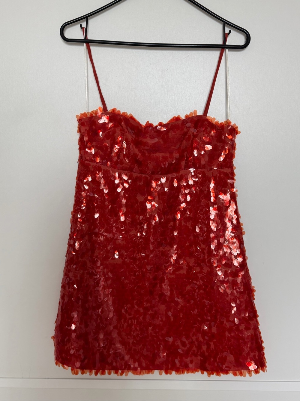 Zara Red Orange Sequin Mini Dress